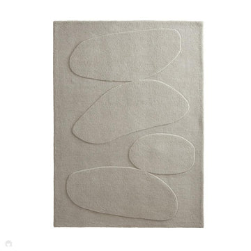 Sculptured Pebble Modern Plain Abstract Hand-Woven Carved 3D Effect Hi-Lo Wool Oatmeal Rug-Origins-Rug Love - The Most Loved Rug Store